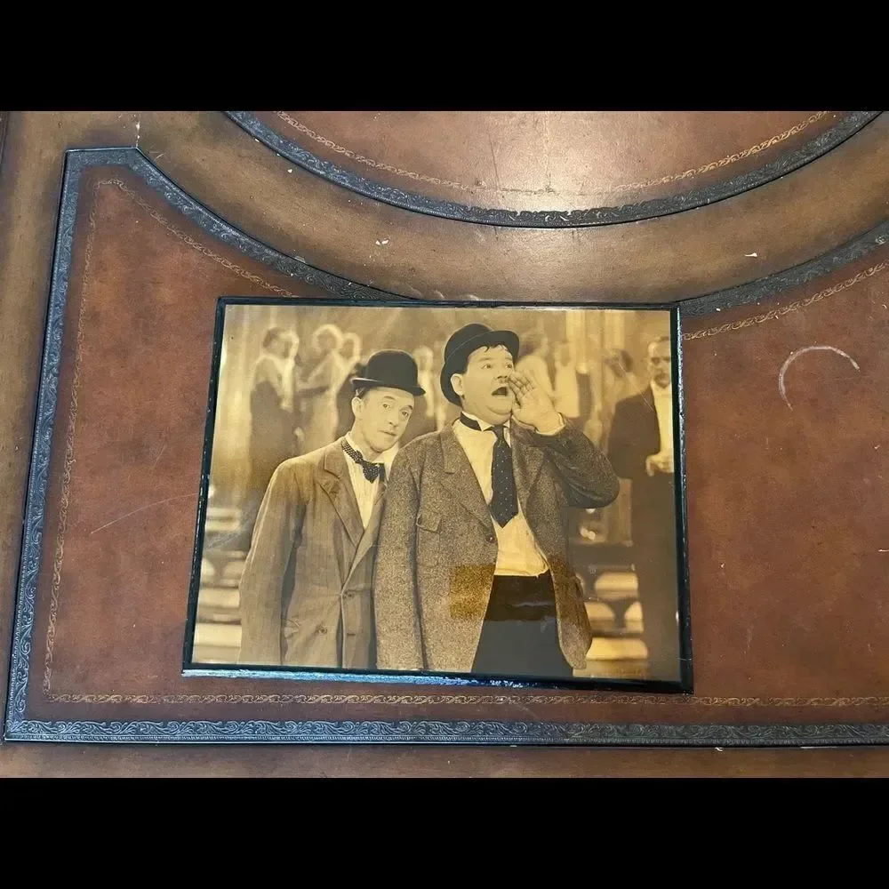 VINTAGE LAUREL & Hardy Framed Laquered Photo